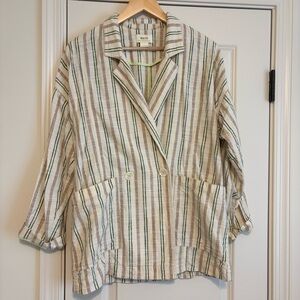 EUC - Linen like Striped Blazer